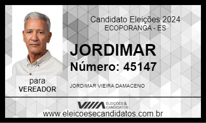 Candidato JORDIMAR 2024 - ECOPORANGA - Eleições