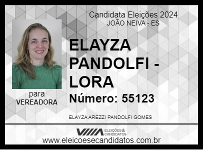 Candidato ELAYZA PANDOLFI - LORA 2024 - JOÃO NEIVA - Eleições