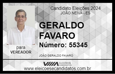 Candidato GERALDO FAVARO 2024 - JOÃO NEIVA - Eleições