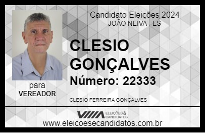 Candidato CLESIO GONÇALVES 2024 - JOÃO NEIVA - Eleições