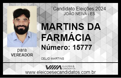 Candidato MARTINS DA FARMÁCIA 2024 - JOÃO NEIVA - Eleições