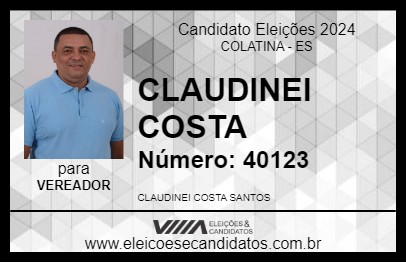 Candidato CLAUDINEI COSTA 2024 - COLATINA - Eleições