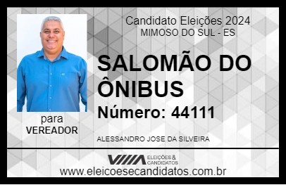 Candidato SALOMÃO DO ÔNIBUS 2024 - MIMOSO DO SUL - Eleições