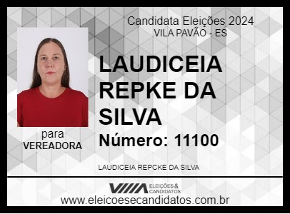 Candidato LAUDICEIA REPKE DA SILVA 2024 - VILA PAVÃO - Eleições