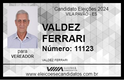 Candidato VALDEZ FERRARI 2024 - VILA PAVÃO - Eleições