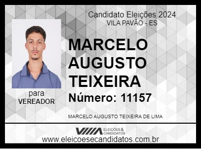 Candidato MARCELO AUGUSTO TEIXEIRA 2024 - VILA PAVÃO - Eleições