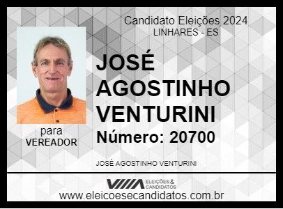 Candidato JOSÉ AGOSTINHO VENTURINI 2024 - LINHARES - Eleições