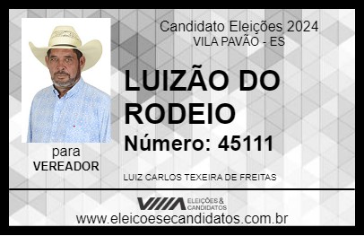 Candidato LUIZÃO DO RODEIO 2024 - VILA PAVÃO - Eleições