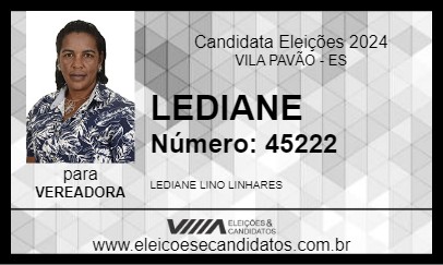 Candidato LEDIANE 2024 - VILA PAVÃO - Eleições