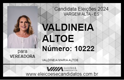 Candidato VALDINEIA ALTOE 2024 - VARGEM ALTA - Eleições