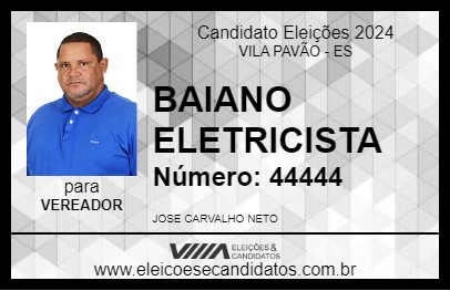 Candidato BAIANO ELETRICISTA 2024 - VILA PAVÃO - Eleições