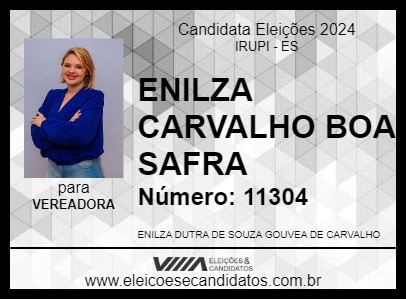 Candidato ENILZA CARVALHO BOA SAFRA 2024 - IRUPI - Eleições