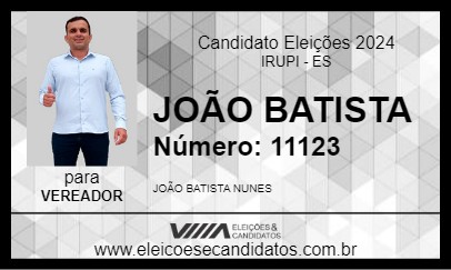 Candidato JOÃO BATISTA 2024 - IRUPI - Eleições