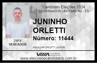 Candidato JUNINHO ORLETTI 2024 - GOVERNADOR LINDENBERG - Eleições