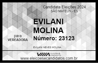 Candidato EVILANI MOLINA 2024 - SÃO MATEUS - Eleições