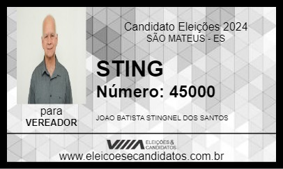 Candidato STING 2024 - SÃO MATEUS - Eleições