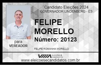 Candidato FELIPE MORELLO 2024 - GOVERNADOR LINDENBERG - Eleições