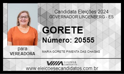 Candidato GORETE 2024 - GOVERNADOR LINDENBERG - Eleições