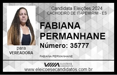 Candidato FABIANA PERMANHANE 2024 - CACHOEIRO DE ITAPEMIRIM - Eleições