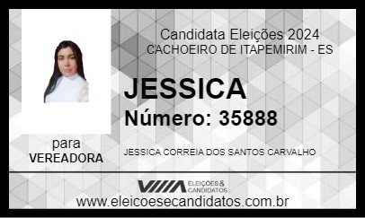 Candidato JESSICA 2024 - CACHOEIRO DE ITAPEMIRIM - Eleições