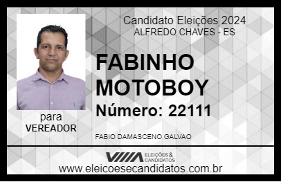 Candidato FABINHO MOTOBOY 2024 - ALFREDO CHAVES - Eleições