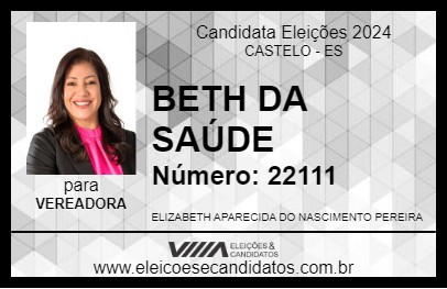 Candidato BETH DA SAÚDE 2024 - CASTELO - Eleições