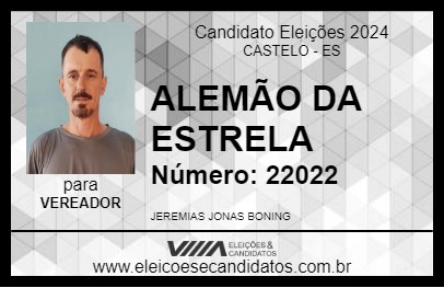 Candidato ALEMÃO DA ESTRELA 2024 - CASTELO - Eleições