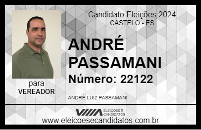 Candidato ANDRÉ PASSAMANI 2024 - CASTELO - Eleições