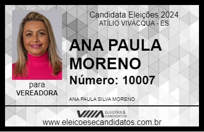 Candidato ANA PAULA MORENO 2024 - ATÍLIO VIVÁCQUA - Eleições