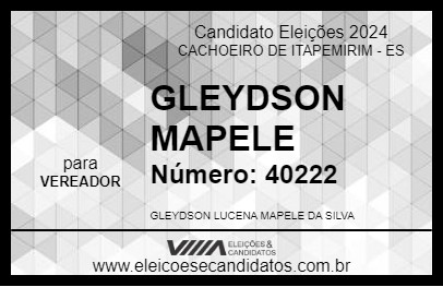 Candidato GLEYDSON MAPELE 2024 - CACHOEIRO DE ITAPEMIRIM - Eleições