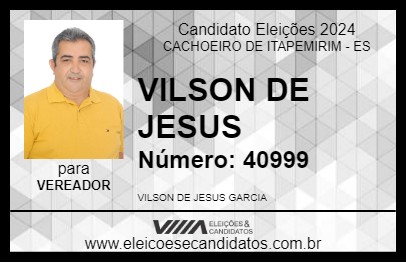 Candidato VILSON DE JESUS 2024 - CACHOEIRO DE ITAPEMIRIM - Eleições