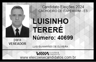 Candidato LUISINHO TERERÉ 2024 - CACHOEIRO DE ITAPEMIRIM - Eleições