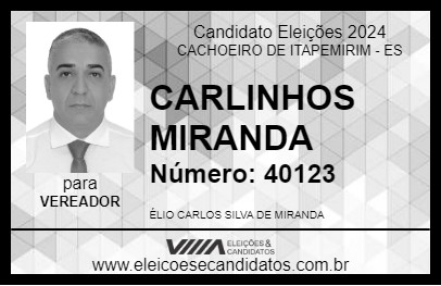 Candidato CARLINHOS MIRANDA 2024 - CACHOEIRO DE ITAPEMIRIM - Eleições