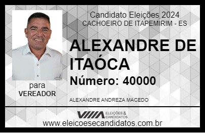 Candidato ALEXANDRE DE ITAÓCA 2024 - CACHOEIRO DE ITAPEMIRIM - Eleições