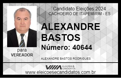 Candidato ALEXANDRE BASTOS 2024 - CACHOEIRO DE ITAPEMIRIM - Eleições