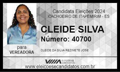 Candidato CLEIDE SILVA 2024 - CACHOEIRO DE ITAPEMIRIM - Eleições