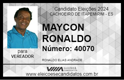 Candidato MAYCON RONALDO 2024 - CACHOEIRO DE ITAPEMIRIM - Eleições