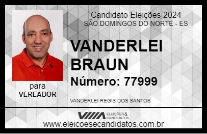 Candidato VANDERLEI BRAUN 2024 - SÃO DOMINGOS DO NORTE - Eleições