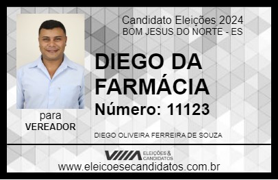 Candidato DIEGO DA FARMÁCIA 2024 - BOM JESUS DO NORTE - Eleições