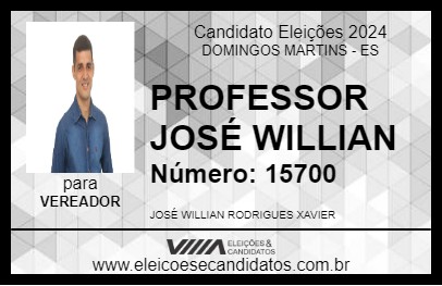 Candidato PROFESSOR JOSÉ WILLIAN 2024 - DOMINGOS MARTINS - Eleições