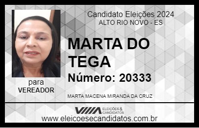 Candidato MARTA DO TEGA 2024 - ALTO RIO NOVO - Eleições