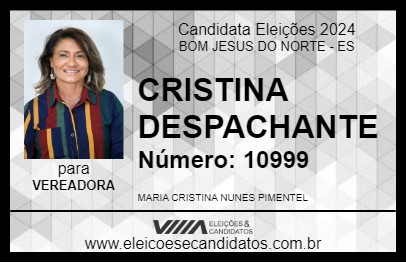 Candidato CRISTINA DESPACHANTE 2024 - BOM JESUS DO NORTE - Eleições