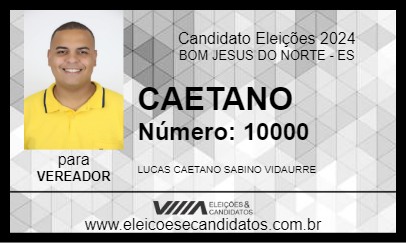 Candidato CAETANO 2024 - BOM JESUS DO NORTE - Eleições