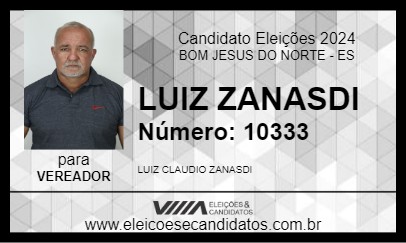 Candidato LUIZ ZANASDI 2024 - BOM JESUS DO NORTE - Eleições