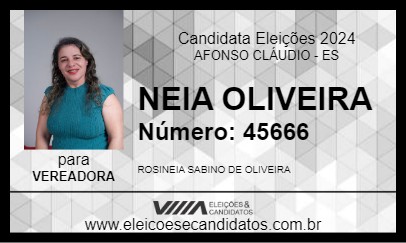 Candidato NEIA OLIVEIRA 2024 - AFONSO CLÁUDIO - Eleições