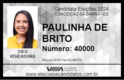 Candidato PAULINHA DE  BRITO 2024 - CONCEIÇÃO DA BARRA - Eleições