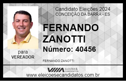 Candidato FERNANDO ZANOTTI 2024 - CONCEIÇÃO DA BARRA - Eleições