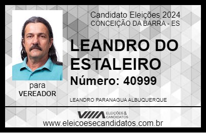 Candidato LEANDRO DO ESTALEIRO 2024 - CONCEIÇÃO DA BARRA - Eleições