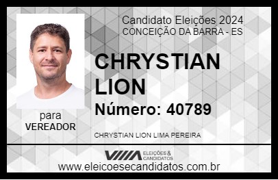 Candidato CHRYSTIAN LION 2024 - CONCEIÇÃO DA BARRA - Eleições