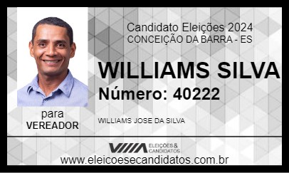 Candidato WILLIAMS SILVA 2024 - CONCEIÇÃO DA BARRA - Eleições